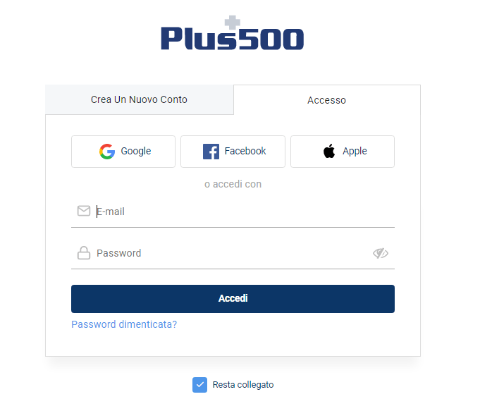 Apri il sito Web Plus500