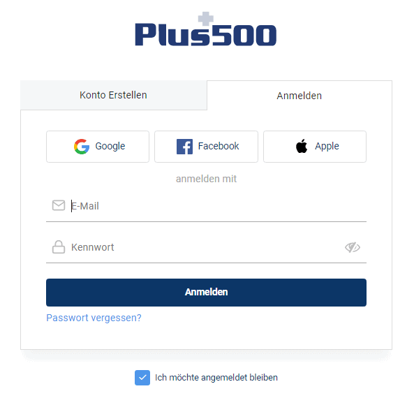Eröffne ein Plus500 Konto