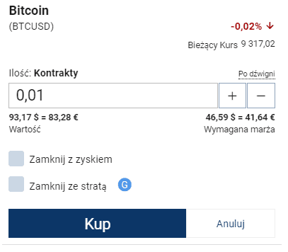 Kup Bitcoiny Plus500