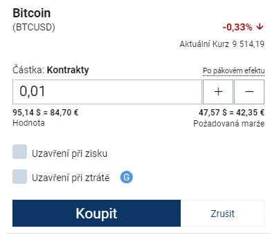 Nákup bitcoinů Plus500