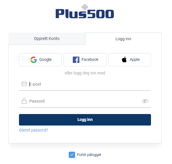 Registrering på Plus500