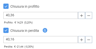 accetta automaticamente la perdita o il profitto