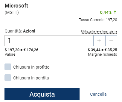 opinione schermata ordine Plus500