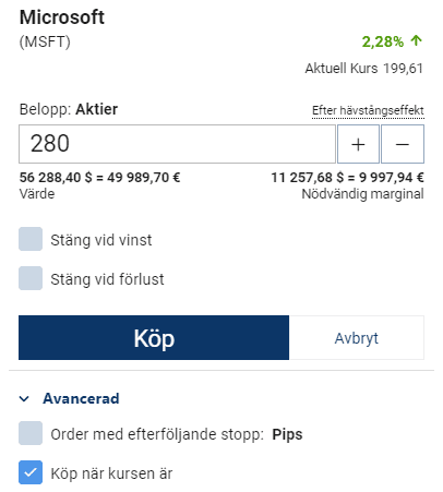 orderskärm webtrader