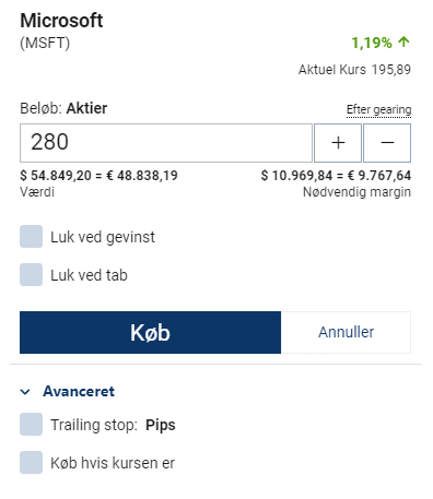 ordre skærmen webtrader