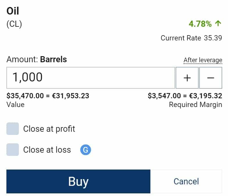 plus500 leverage order