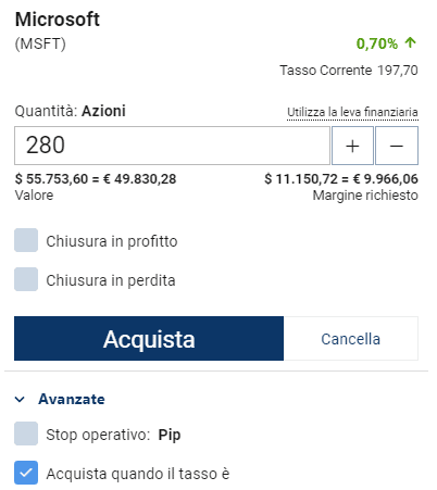 schermata ordine webtrader