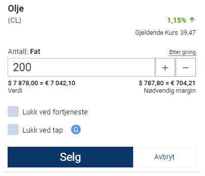 short salg på Plus500