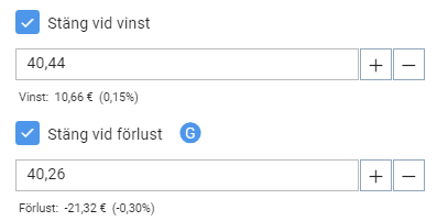 ta automatiskt vinst förlust